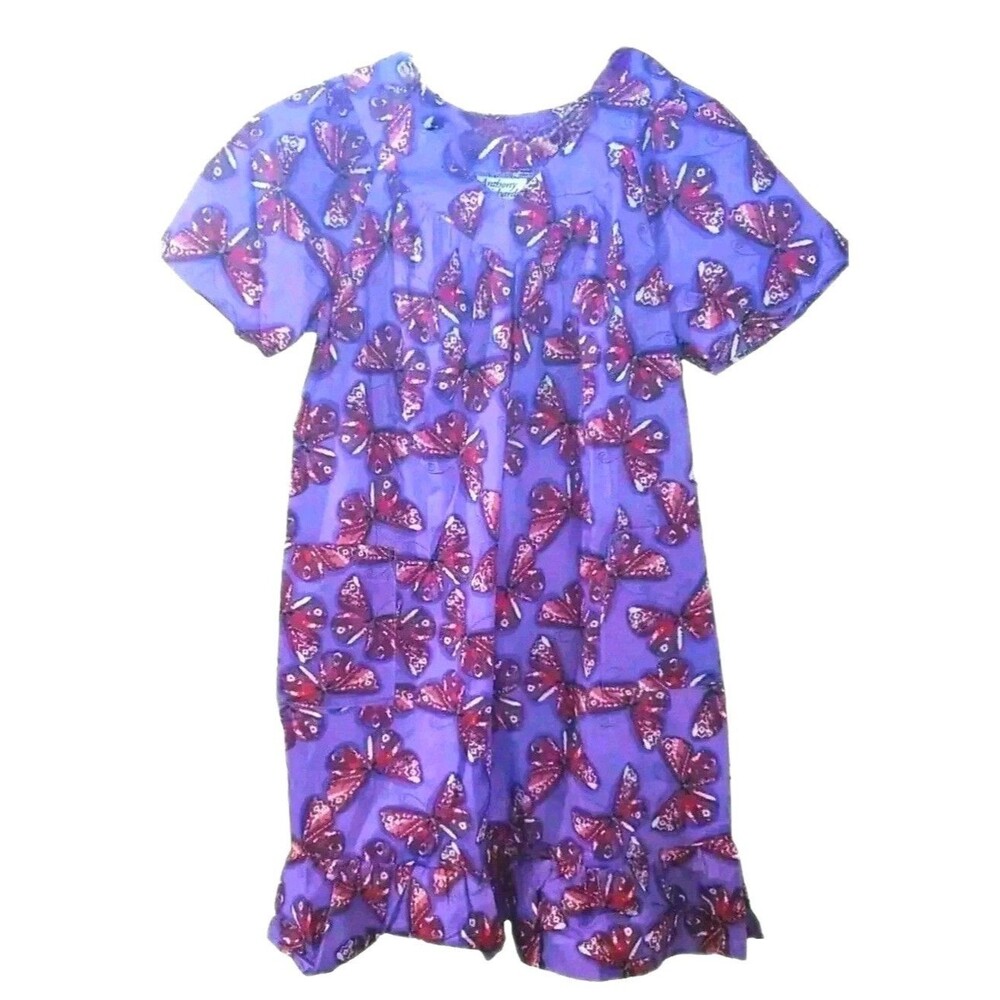 Anthony Richard’s Purple Butterfly Mumu Midi Patio House Dress Women's Size 1X - Picture 2 of 6